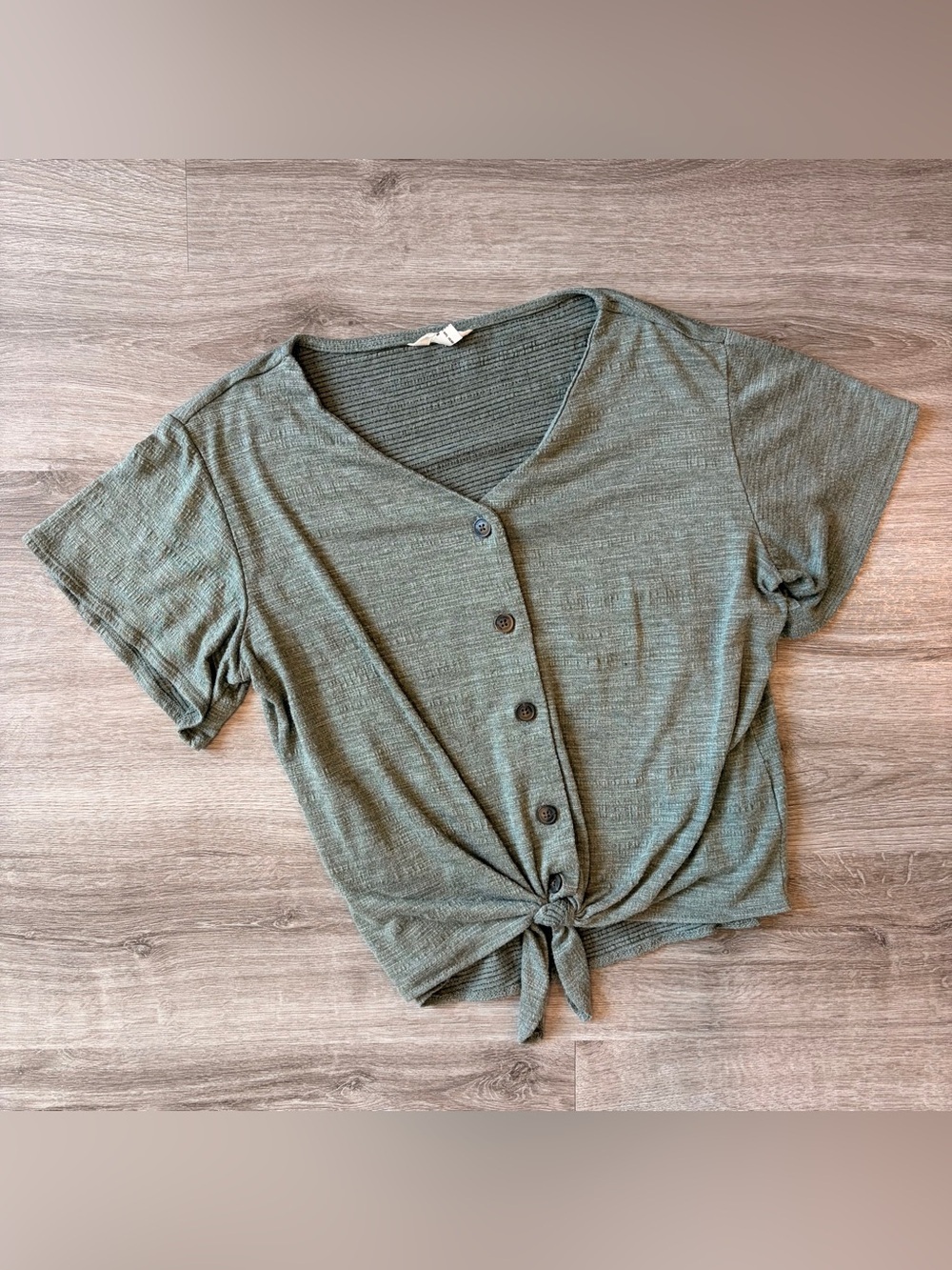 Weatherproof green button down top